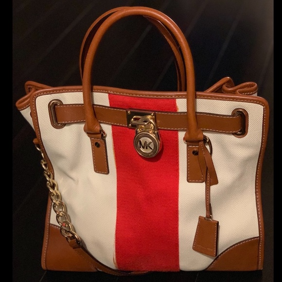 MICHAEL Michael Kors Handbags - MICHAEL Michael Kors Hamilton Striped Canvas Tote